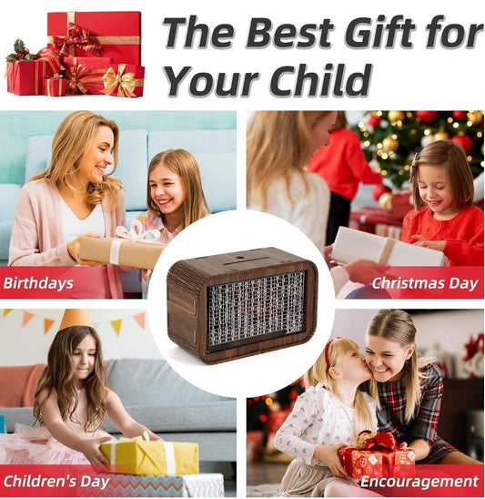 WOODEN COIN PIGGY BANK MONEY BOX