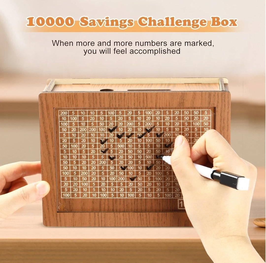 WOODEN COIN PIGGY BANK MONEY BOX